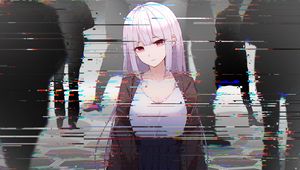 Preview wallpaper girl, glitch, interference, anime, art