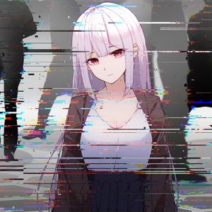 Preview wallpaper girl, glitch, interference, anime, art