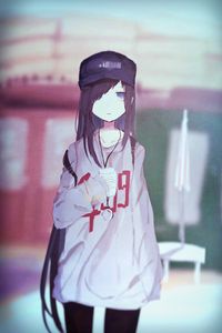 Preview wallpaper girl, gloomy, cap, anime, art