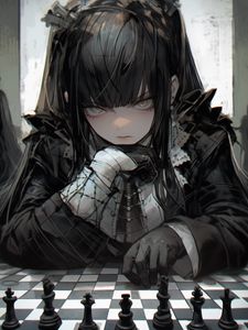 Preview wallpaper girl, gloves, chess, anime