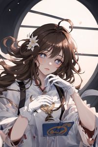 Preview wallpaper girl, gloves, flower, book, anime