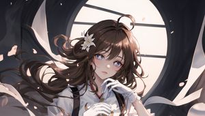 Preview wallpaper girl, gloves, flower, book, anime