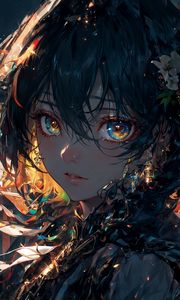 Preview wallpaper girl, glow, eyes, art, anime