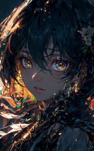 Preview wallpaper girl, glow, eyes, art, anime