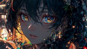 Preview wallpaper girl, glow, eyes, art, anime