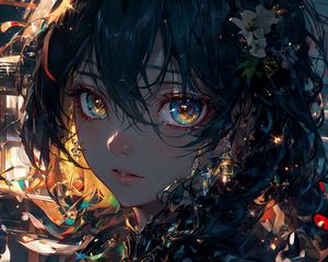 Download wallpaper 1280x1024 girl, eyes, glance, mask, anime