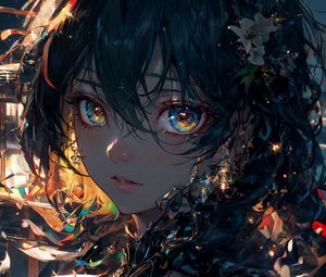 Preview wallpaper girl, glow, eyes, art, anime