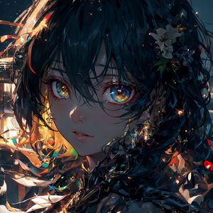 Preview wallpaper girl, glow, eyes, art, anime