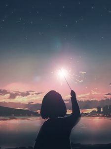 Preview wallpaper girl, glow, magic