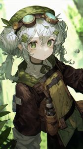 Preview wallpaper girl, googles, anime, green, art
