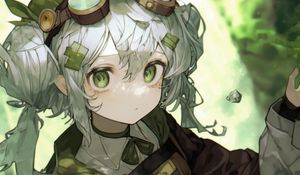 Preview wallpaper girl, googles, anime, green, art