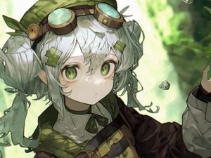 Preview wallpaper girl, googles, anime, green, art