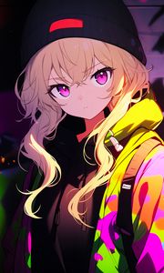 Preview wallpaper girl, graffiti, bright, art, anime