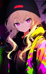 Preview wallpaper girl, graffiti, bright, art, anime