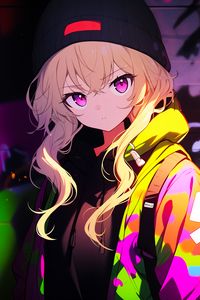 Preview wallpaper girl, graffiti, bright, art, anime