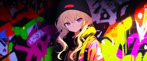 Preview wallpaper girl, graffiti, bright, art, anime