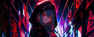 Preview wallpaper girl, graffiti, neon, alley, anime