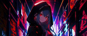 Preview wallpaper girl, graffiti, neon, alley, anime