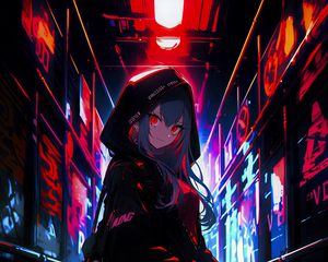 Preview wallpaper girl, graffiti, neon, alley, anime