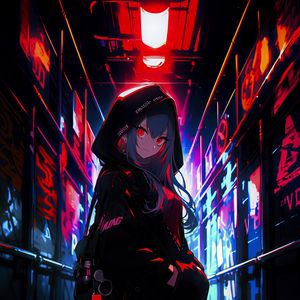 Preview wallpaper girl, graffiti, neon, alley, anime