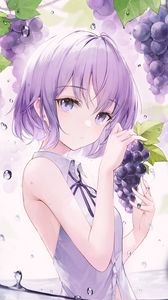 Preview wallpaper girl, grapes, glance, anime, art, cartoon