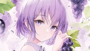 Preview wallpaper girl, grapes, glance, anime, art, cartoon