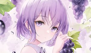 Preview wallpaper girl, grapes, glance, anime, art, cartoon