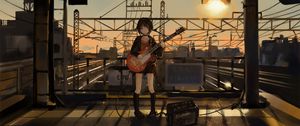 Preview wallpaper girl, guitar, anime, musician, electric guitar, art
