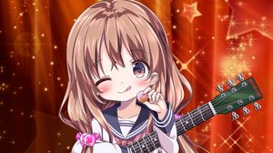 Preview wallpaper girl, guitar, candy, smile, anime, art