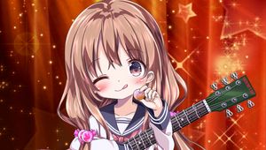 Preview wallpaper girl, guitar, candy, smile, anime, art