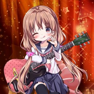 Preview wallpaper girl, guitar, candy, smile, anime, art