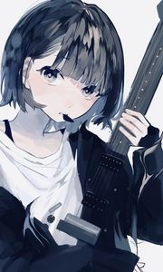 Preview wallpaper girl, guitar, guitar pick, music, anime, art