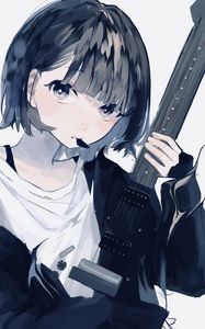 Preview wallpaper girl, guitar, guitar pick, music, anime, art