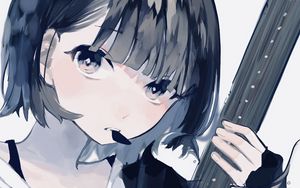 Preview wallpaper girl, guitar, guitar pick, music, anime, art