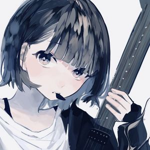 Preview wallpaper girl, guitar, guitar pick, music, anime, art