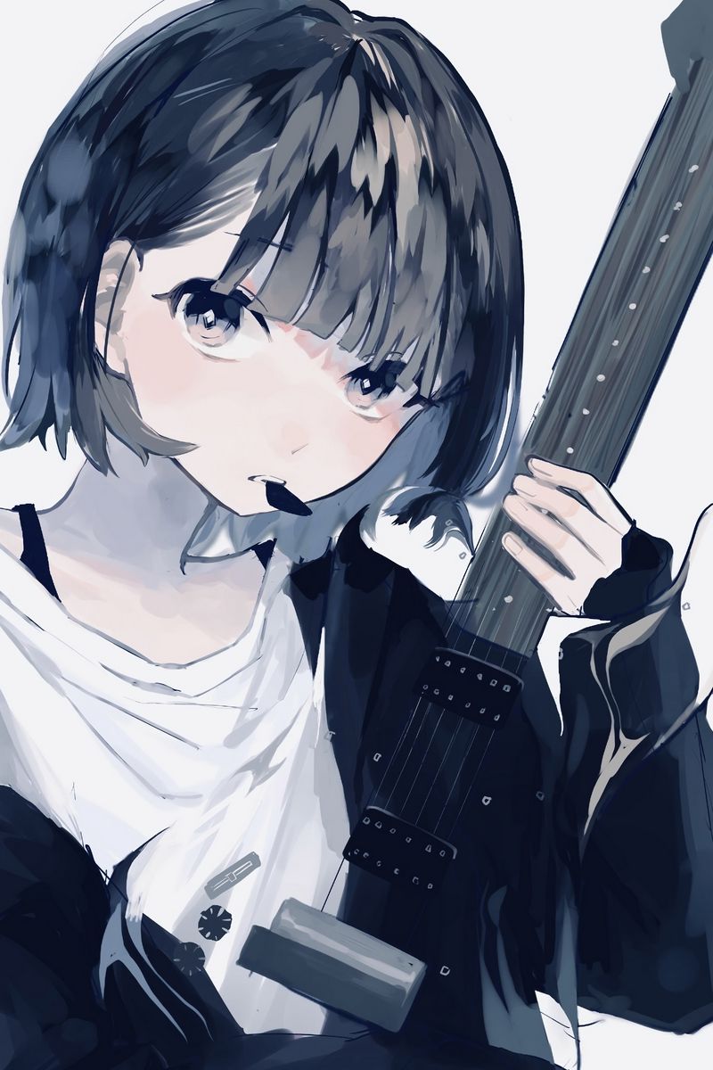 Download wallpaper 800x1200 girl, guitar, guitar pick, music, anime, art  iphone 4s/4 for parallax hd background