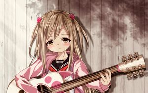 Preview wallpaper girl, guitar, guitarist, music, anime