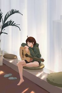 Preview wallpaper girl, guitar, guitarist, music, art