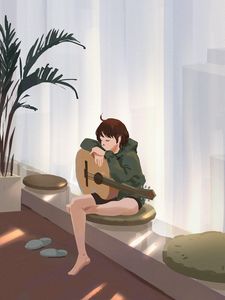 Preview wallpaper girl, guitar, guitarist, music, art