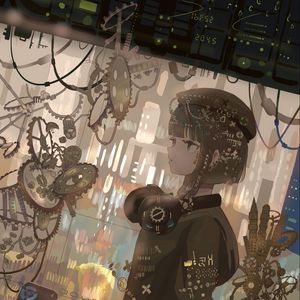 Preview wallpaper girl, gun, military, anime