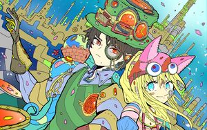 Preview wallpaper girl, guy, couple, hat, fantasy, anime, art