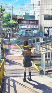 Preview wallpaper girl, guy, transition, distance, anime, art