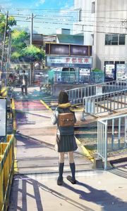 Preview wallpaper girl, guy, transition, distance, anime, art