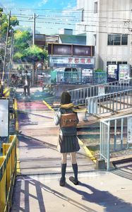 Preview wallpaper girl, guy, transition, distance, anime, art