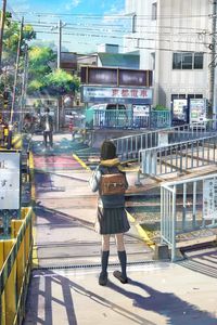 Preview wallpaper girl, guy, transition, distance, anime, art