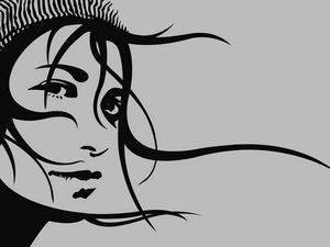 Preview wallpaper girl, hair, black, vector