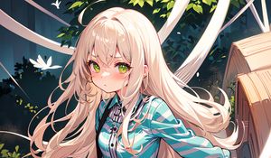 Preview wallpaper girl, hair, blush, movement, anime