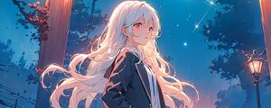 Preview wallpaper girl, hair, cloak, anime, art
