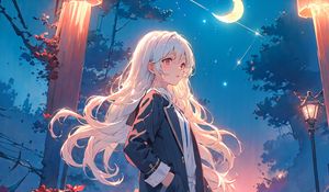 Preview wallpaper girl, hair, cloak, anime, art