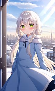 Preview wallpaper girl, hair, coat, winter, anime